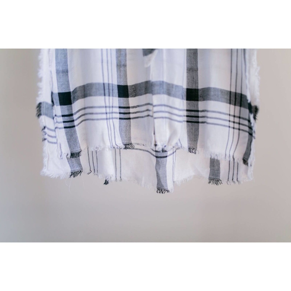 Anthropologie Cloth & Stone Hannah Midi White Plaid Button Down Shirt Dress Sz S - Picture 5 of 11